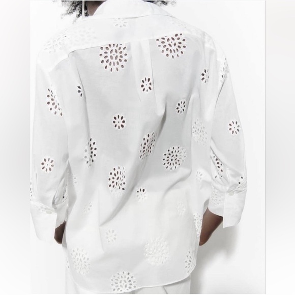 Zara White Embroidered Top- Size XS; New with Tags - Picture 8 of 8